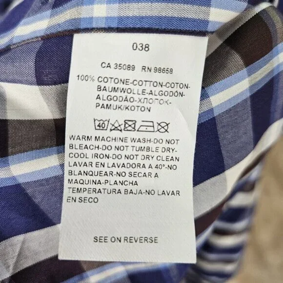 Paul and Shark Yachting Made In Italy Dress Shirt Mens Size 38 Long Sleeve Plaid - Picture 9 of 10